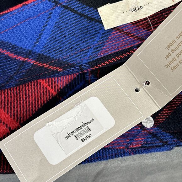 New Tgla Short Mini Skirt Womens Medium Multicolor Red Blue Plaid Pockets Button - Picture 5 of 6